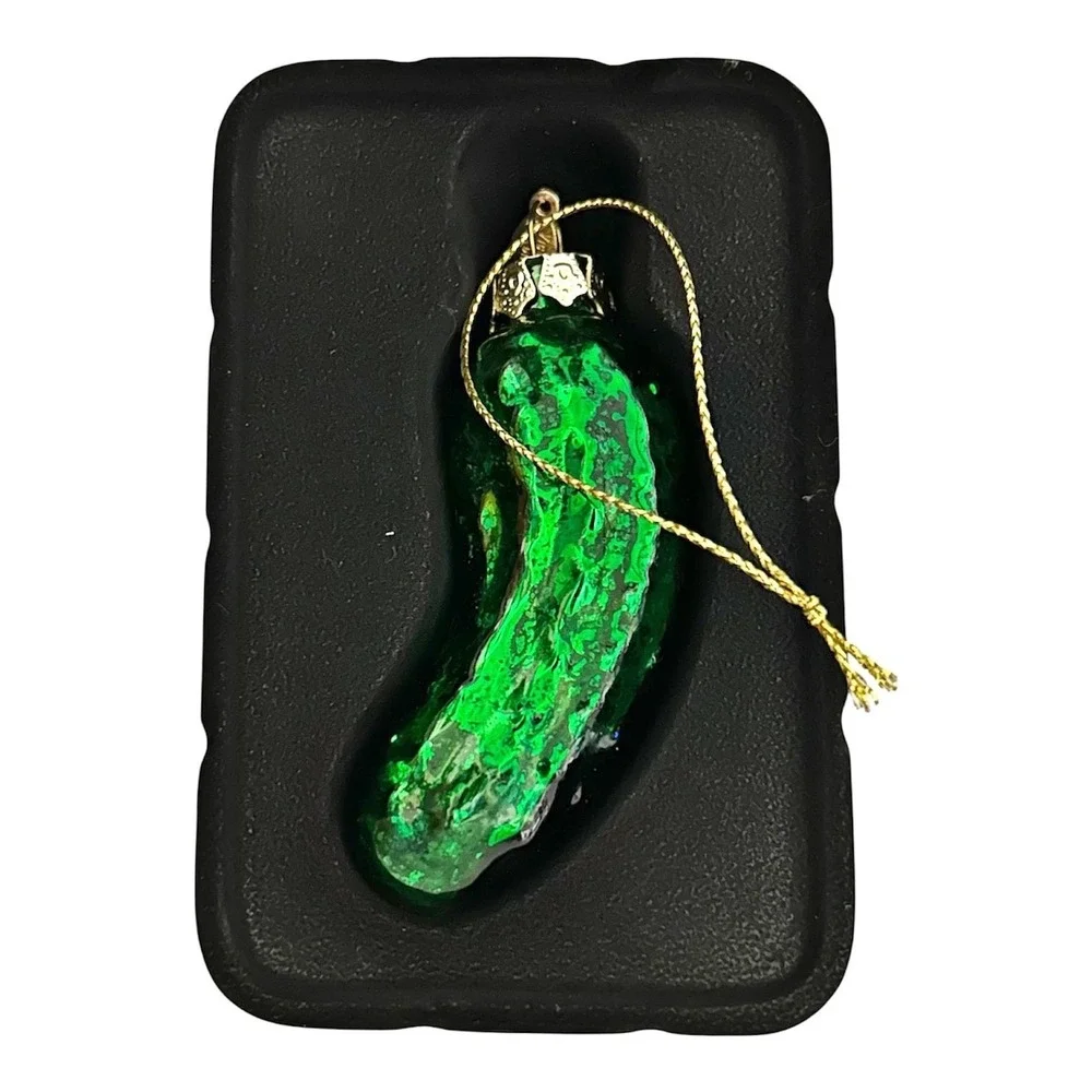 Victorian Trading Co Glass Christmas Pickle Tree Ornament Green German Tradition